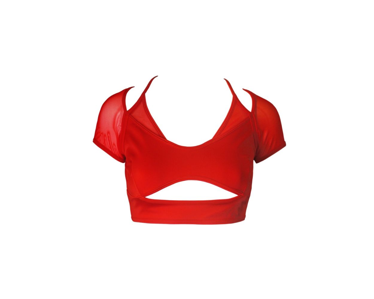 HAMADE - Mesh Hollow Front Crop Top