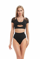 HAMADE - MESH HOLLOW FRONT CROP TOP