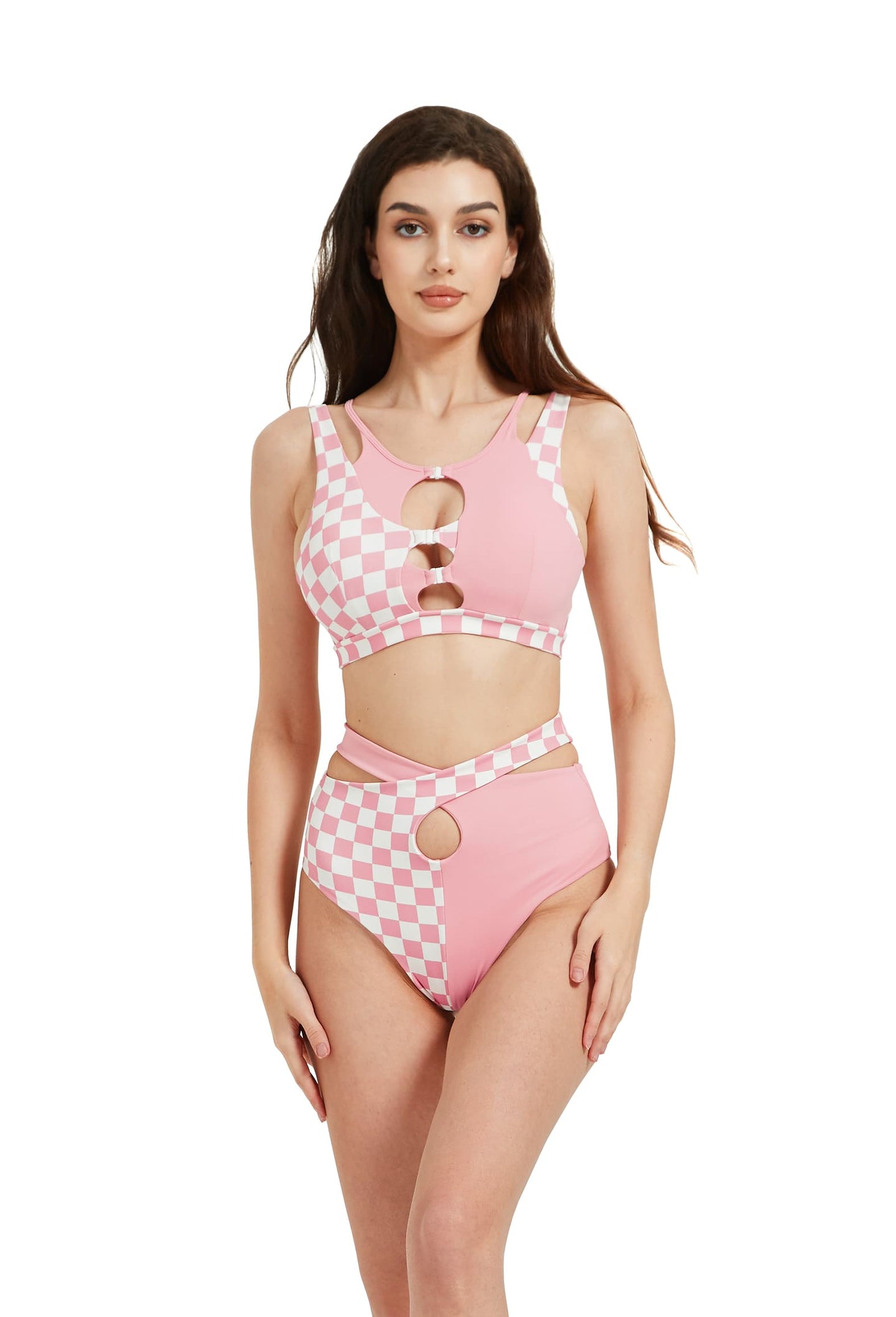 HAMADE - HOLLOW FRONT TOP LIGHT PINK/CHECKERED