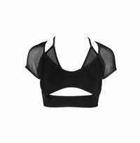 HAMADE - MESH HOLLOW FRONT CROP TOP