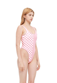 HAMADE - PATCHWORK HIGH-CUT BODYSUIT LIGHT PINK