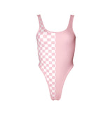 HAMADE - PATCHWORK HIGH-CUT BODYSUIT LIGHT PINK