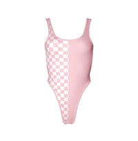 HAMADE - PATCHWORK HIGH-CUT BODYSUIT LIGHT PINK