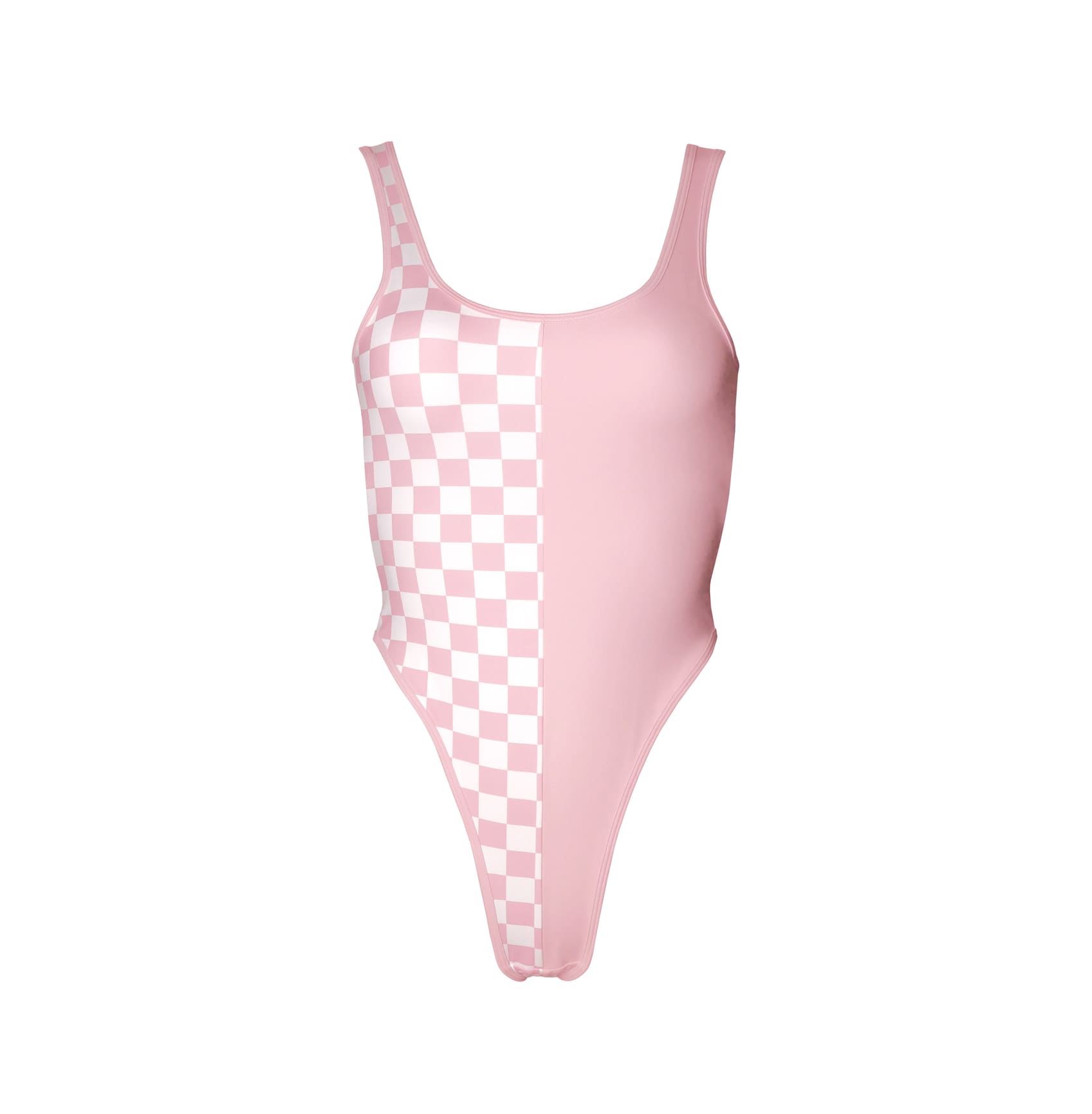 HAMADE - PATCHWORK HIGH-CUT BODYSUIT LIGHT PINK