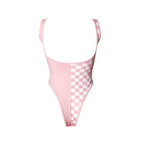 HAMADE - PATCHWORK HIGH-CUT BODYSUIT LIGHT PINK