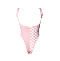 HAMADE - PATCHWORK HIGH-CUT BODYSUIT LIGHT PINK