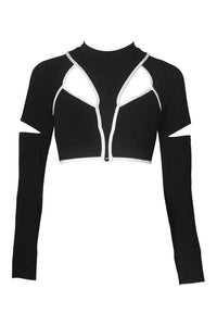 HAMADE - SCOOP NECK TOP BLACK/WHITE (LONG SLEEVE)