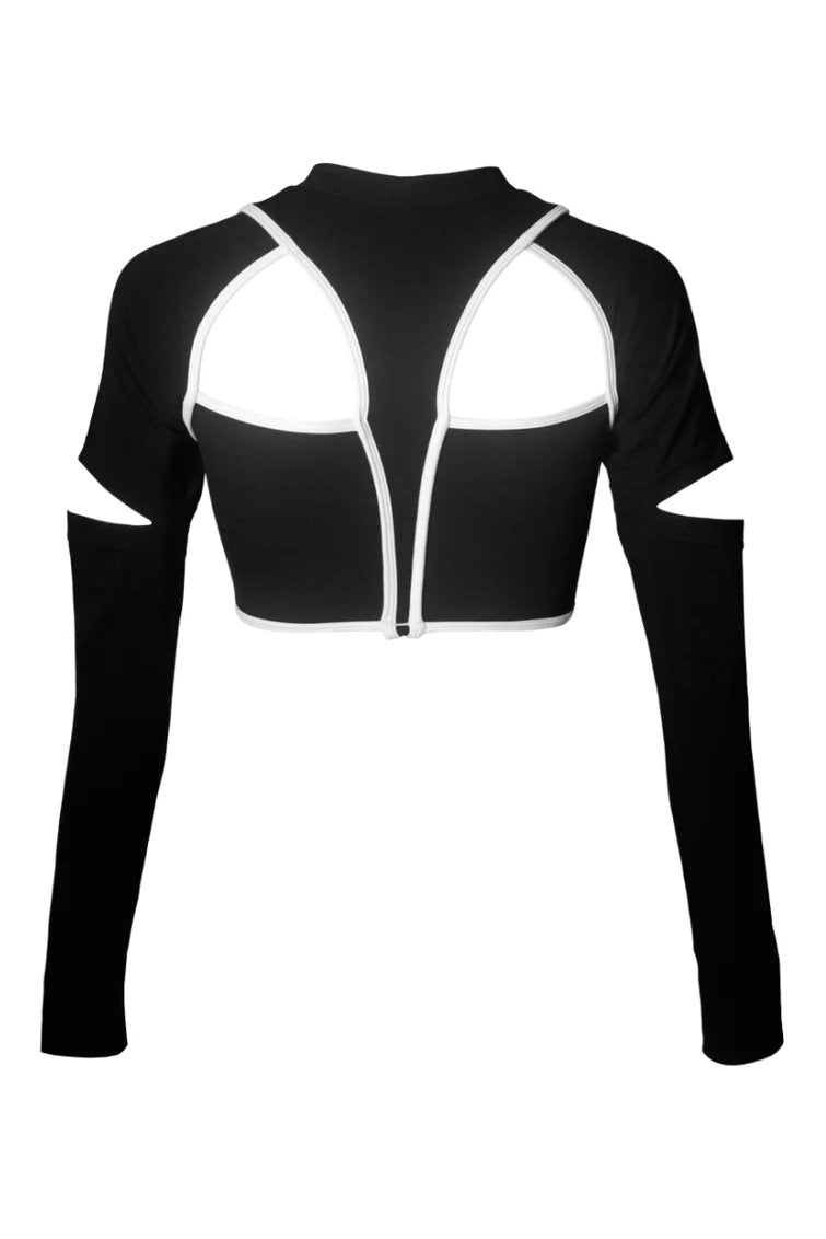 HAMADE - SCOOP NECK TOP BLACK/WHITE (LONG SLEEVE)
