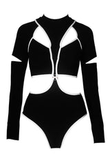 HAMADE - SCOOP NECK TOP BLACK/WHITE (LONG SLEEVE)